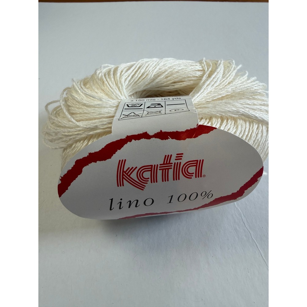 Katia Lino 100% Linen‎ Yarn 50g Cream White Knitting Crochet Fiber